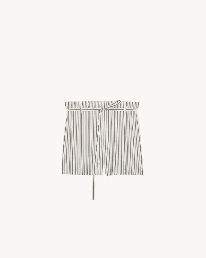 lounge shorts in sateen-striped cotton poplin