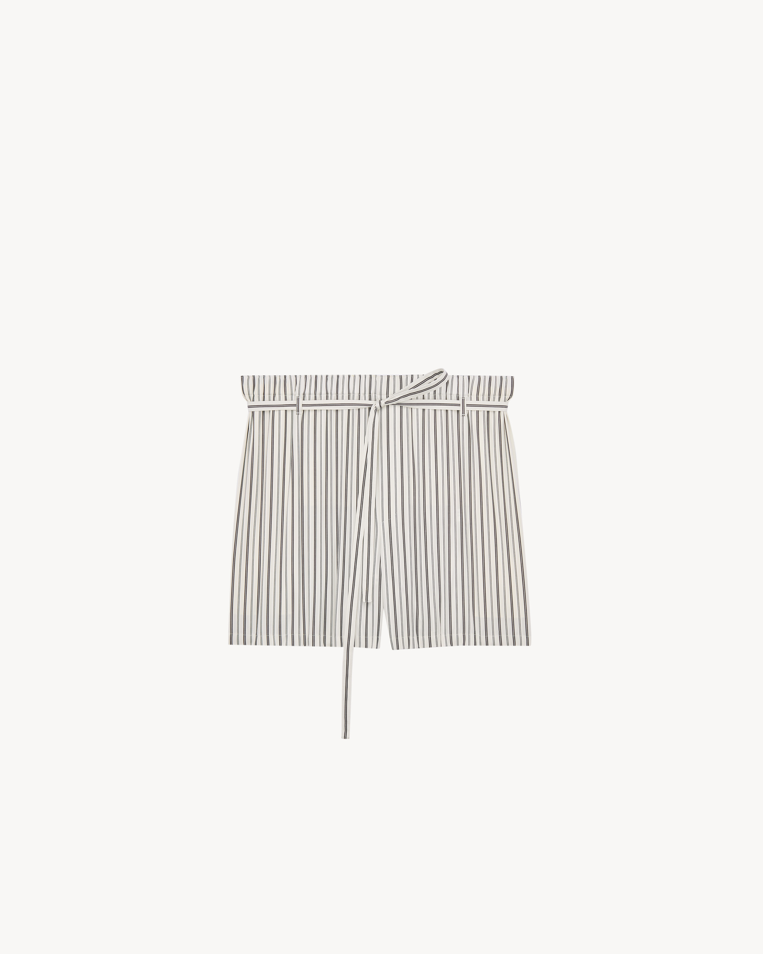 short lounge em popeline de algodão listrado acetinado