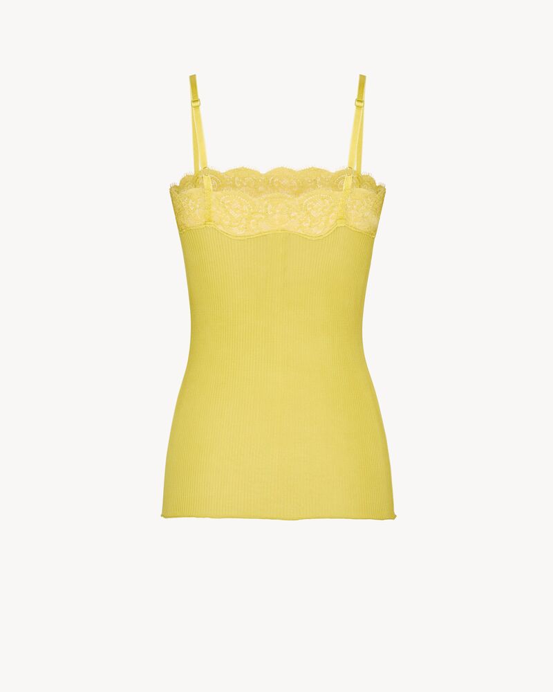 laced tank top in ribbed silk jersey