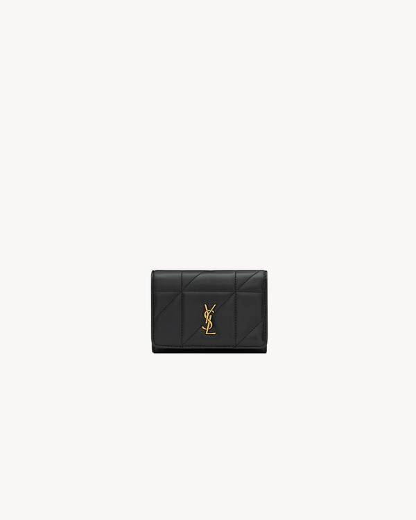 ✨️未使用級✨️ Saint Laurent  キューブ ジェイミー ジェイミー スリム トリフォールド ウォレット（ラムスキン） ブラック