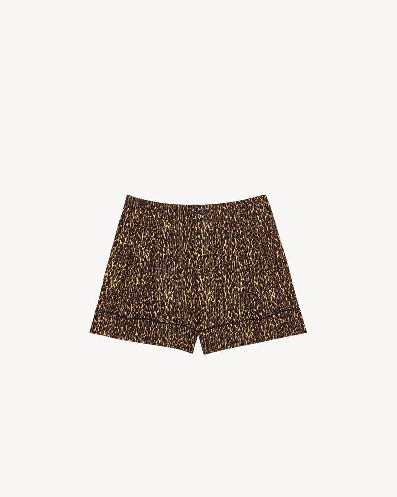 pajama shorts in lurex stripe silk georgette