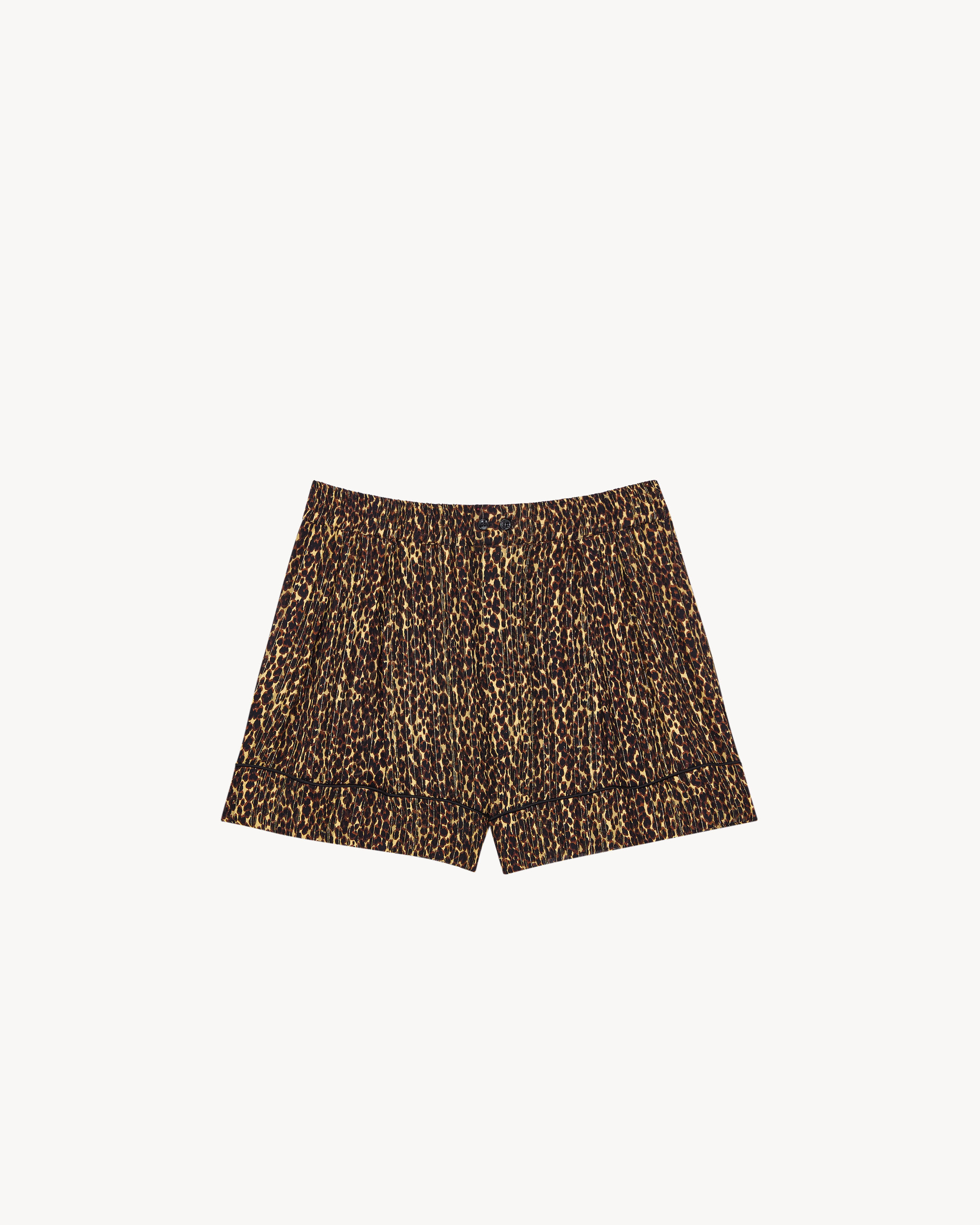 pajama shorts in lurex stripe silk georgette