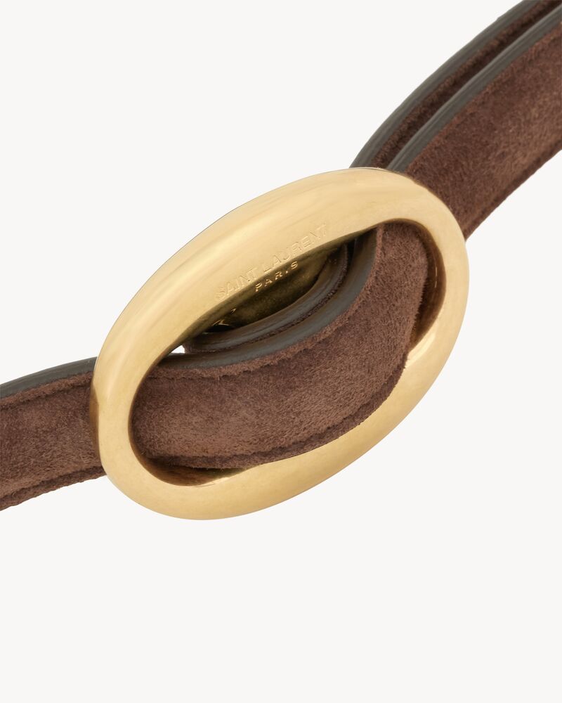 oval buckle thin belt in suede