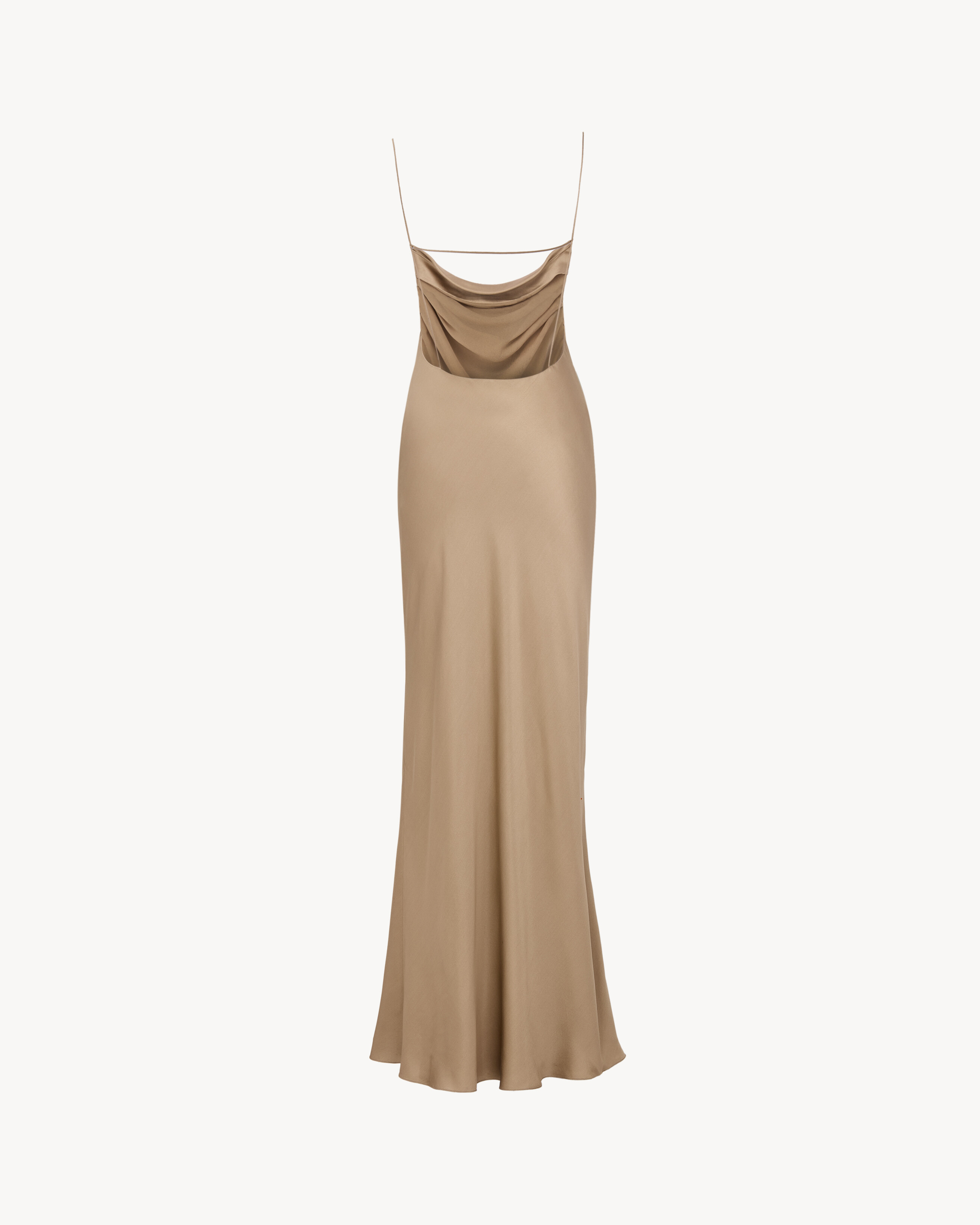 backless cowl dress in silk satin in Beige | Saint Laurent | YSL EN-US backless cowl dress in silk satin in Beige | Saint Laurent | YSL EN-US