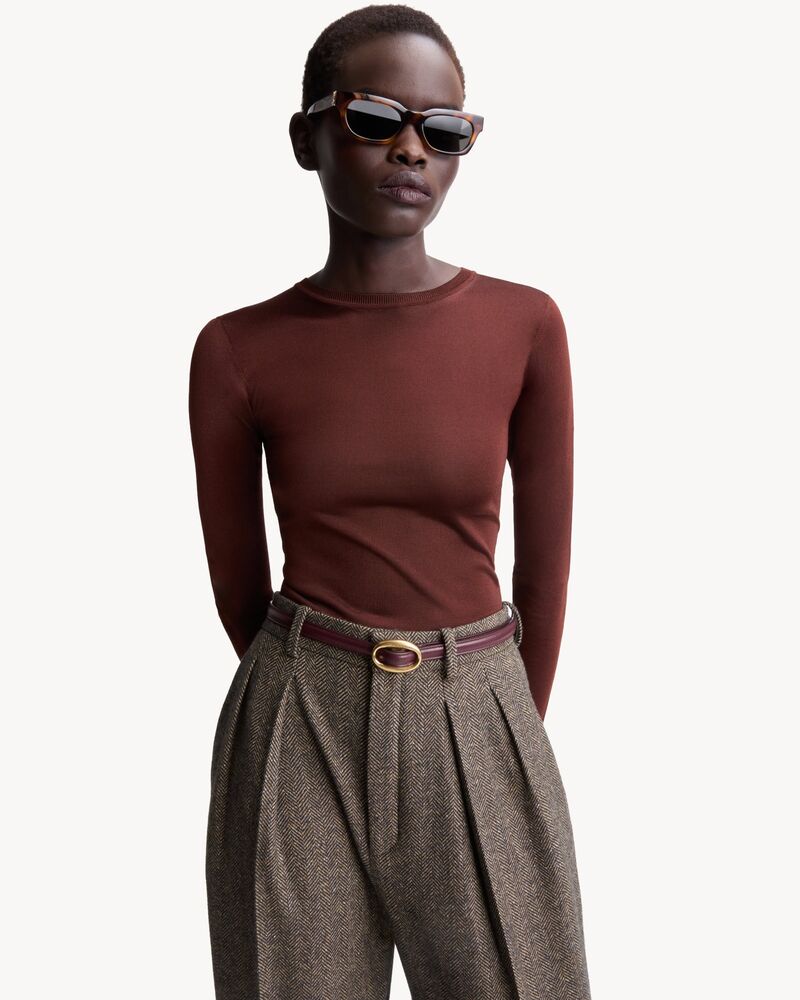 oval buckle thin reversible belt in smooth leather