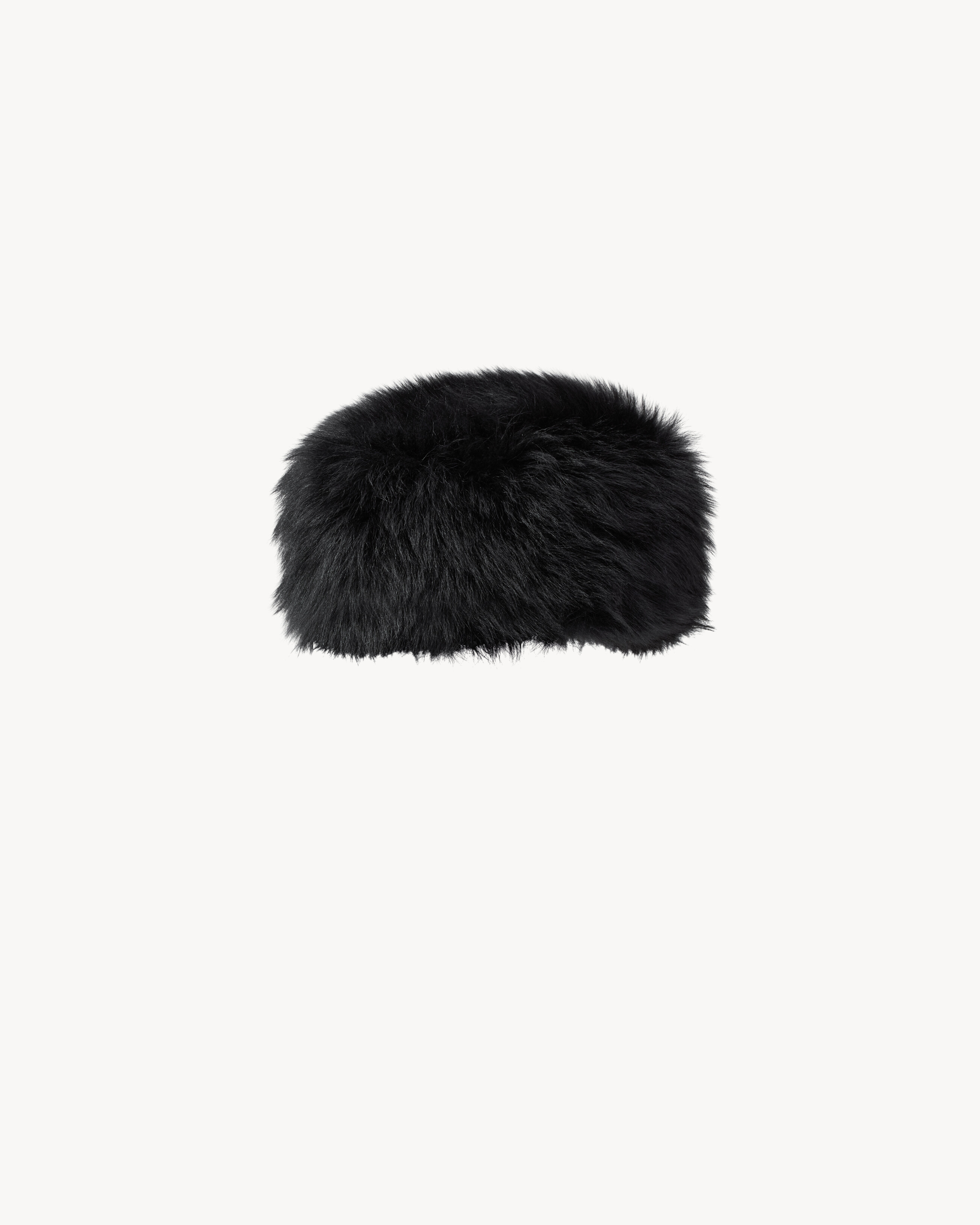 pillbox hat in shearling