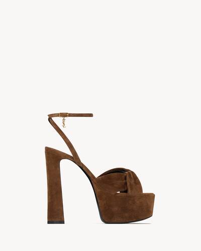 FRANCIANE platform sandals in suede in Brown | Saint Laurent | YSL