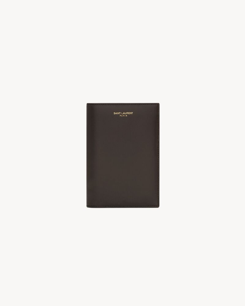 SAINT LAURENT PARIS passport case in two-tone smooth leather