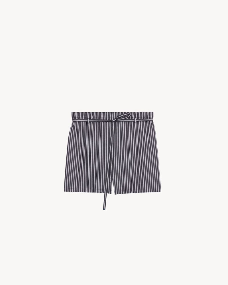lounge shorts in striped cotton poplin