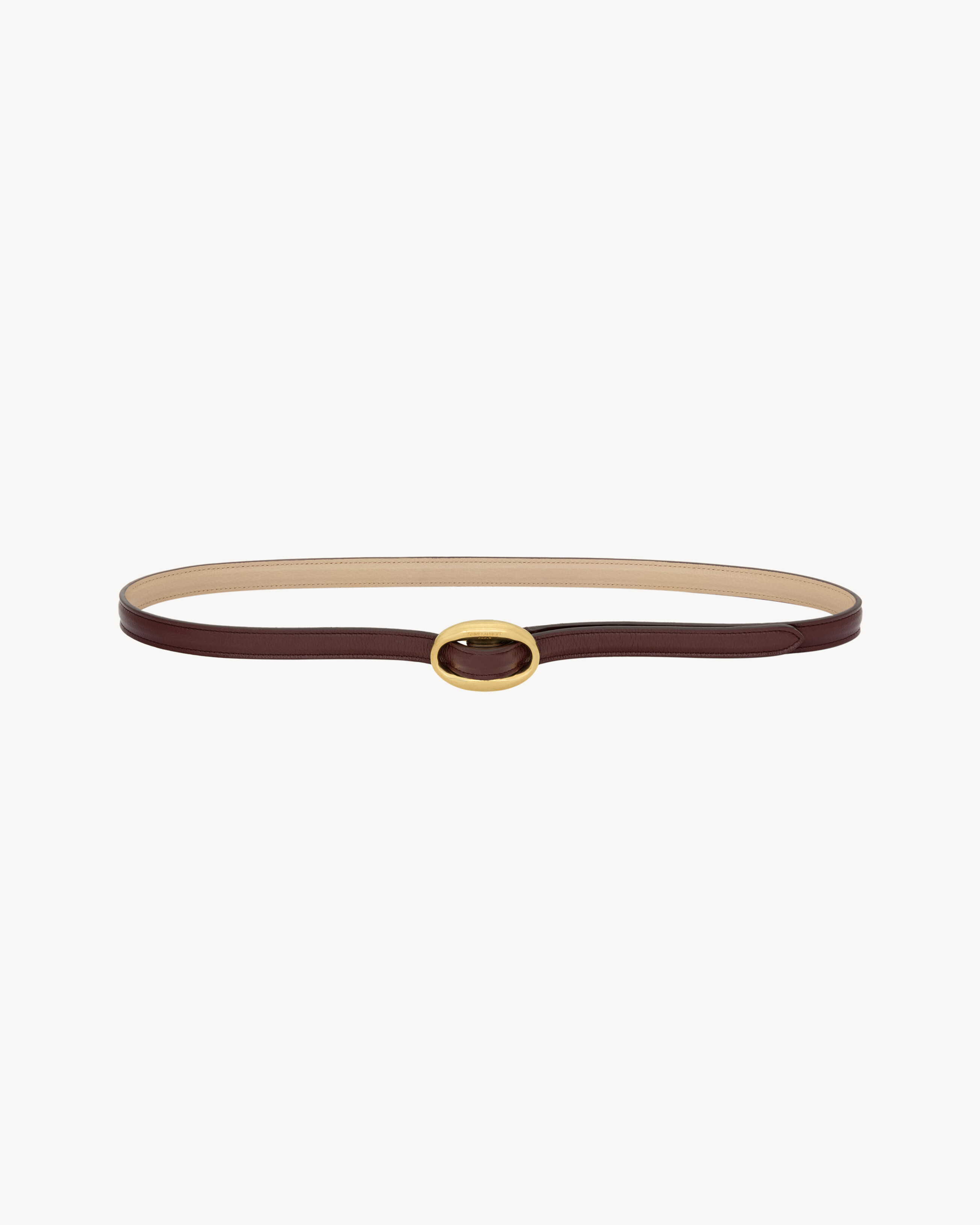 oval buckle thin reversible belt in smooth leather