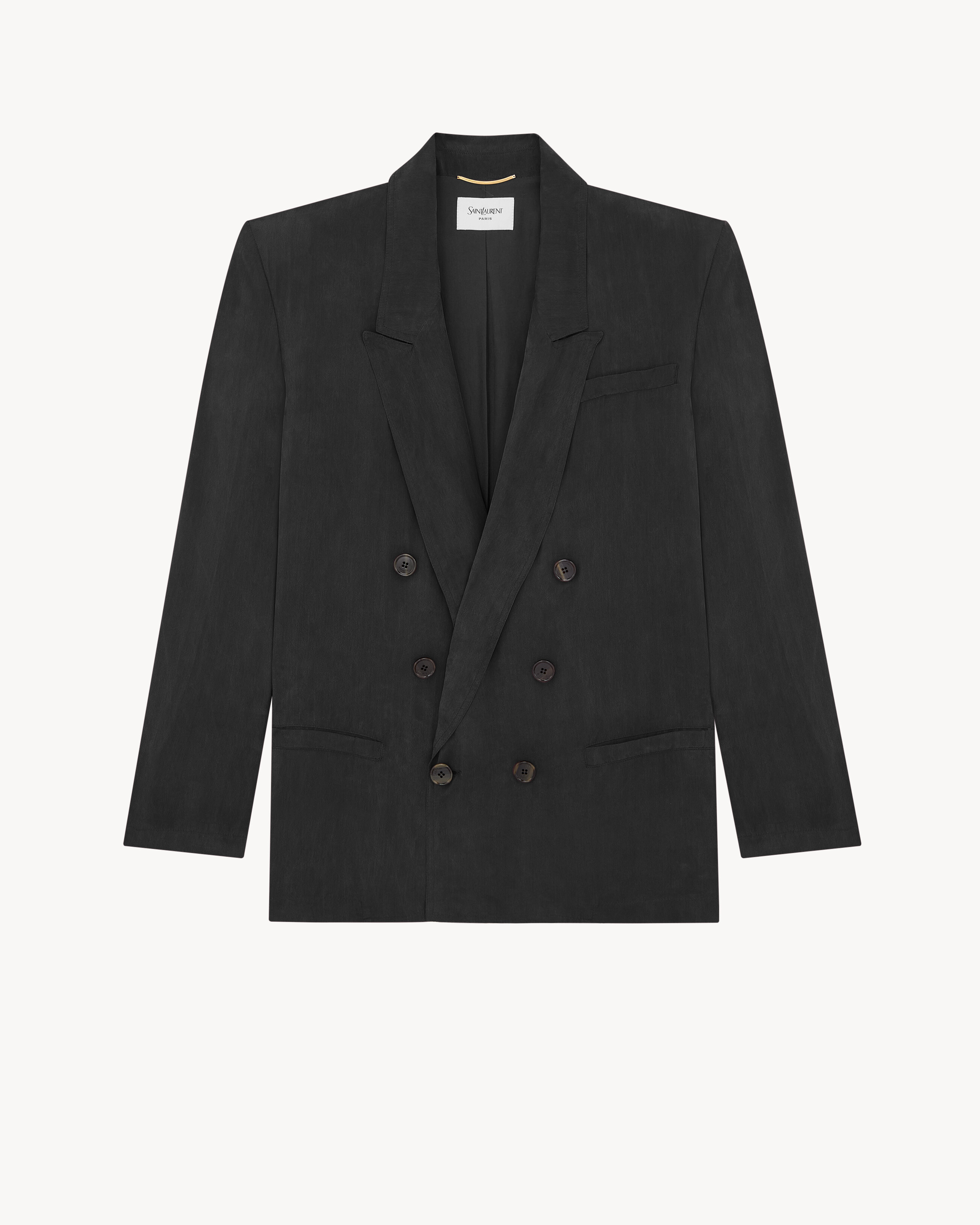 double-breasted jacket in silk habotai