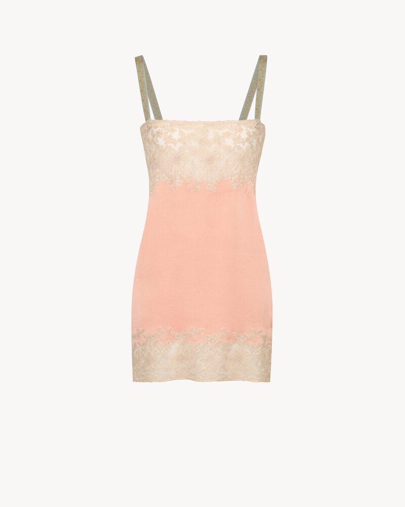 laced slip dress in silk satin