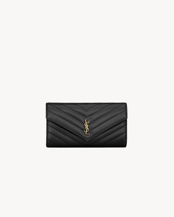 CASSANDRE MATELASSÉ LARGE FLAP WALLET IN GRAIN DE POUDRE LEATHER