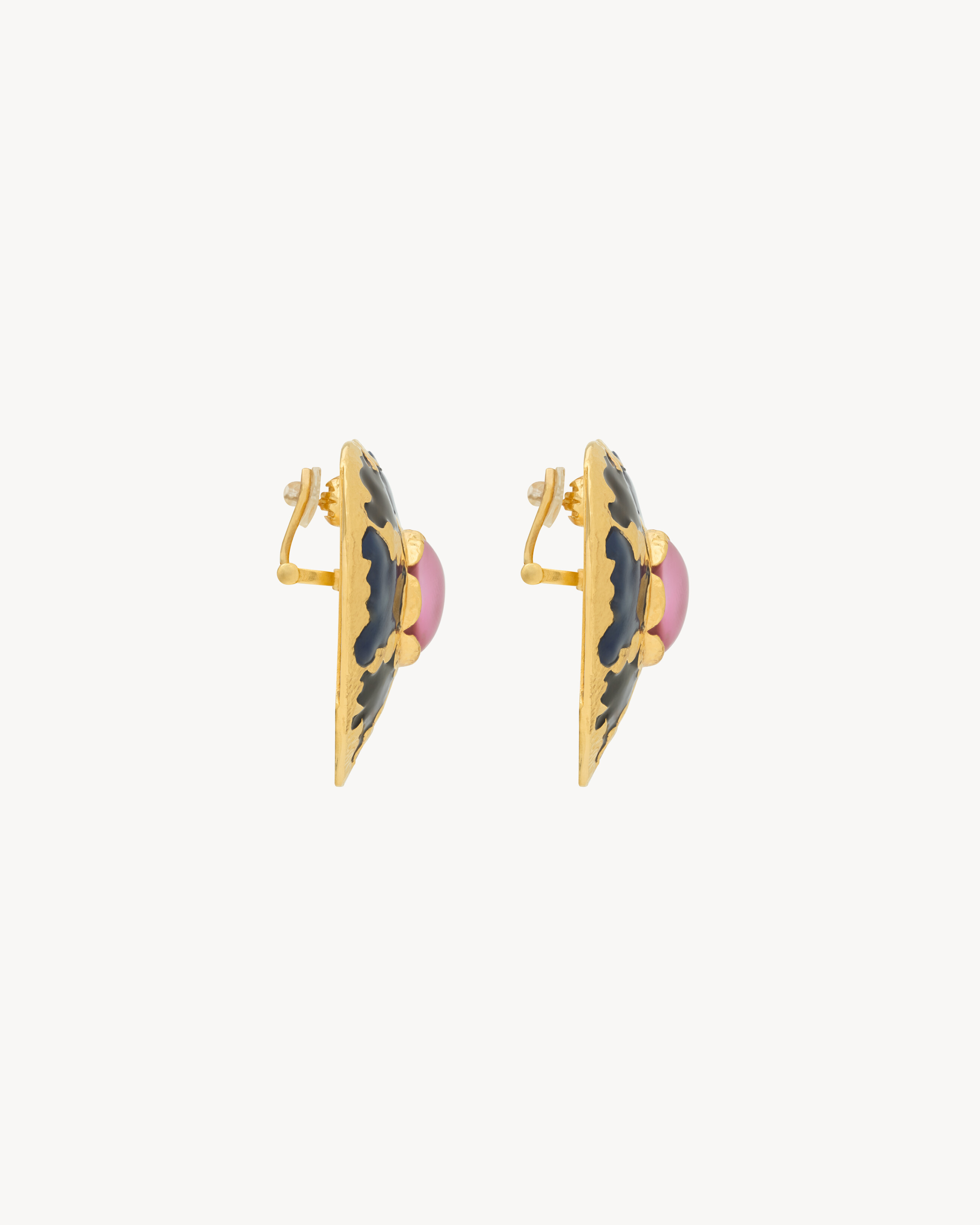 heart earrings in enamel