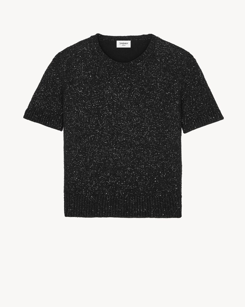 sequin T-shirt in metallic knit