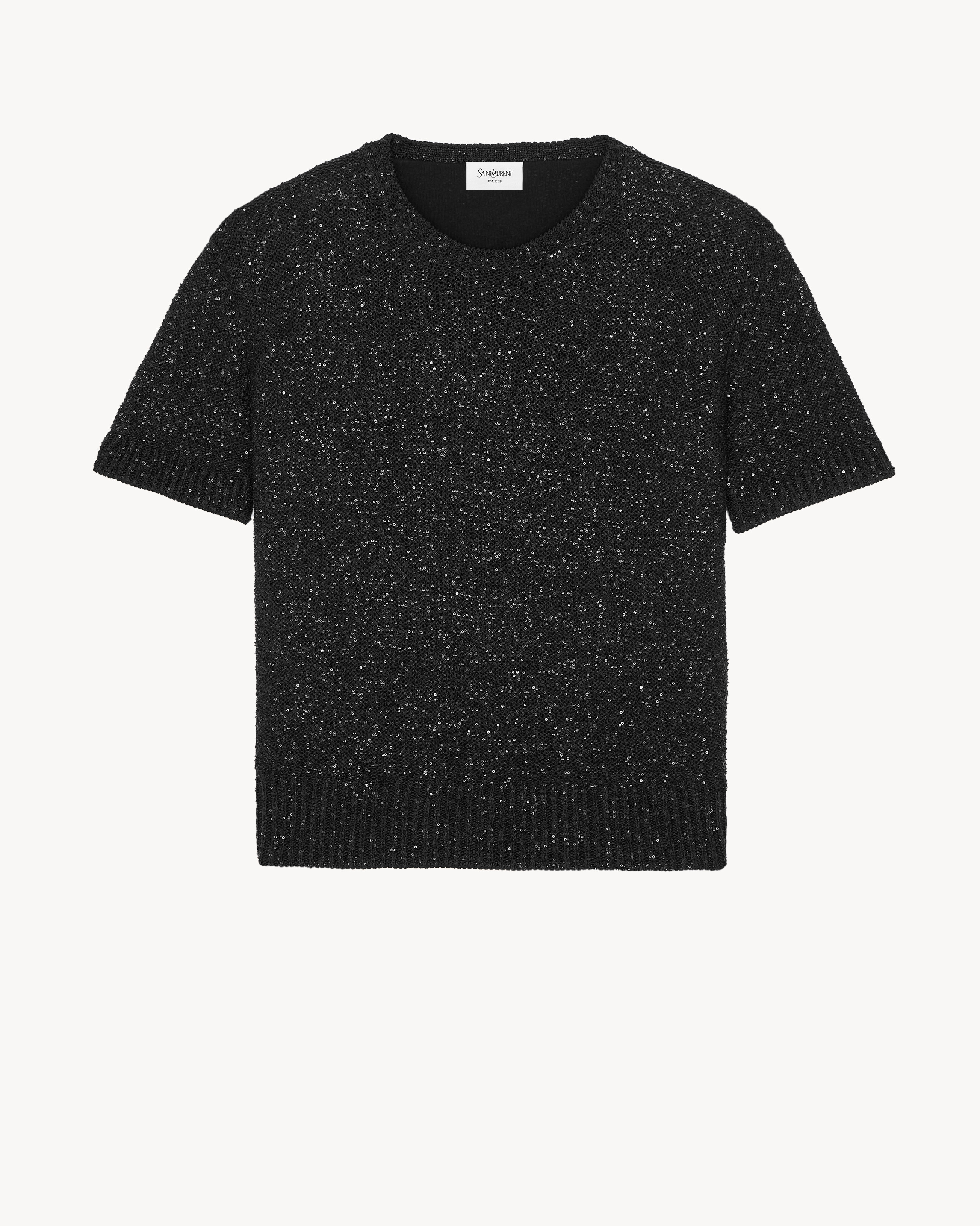sequin T-shirt in metallic knit