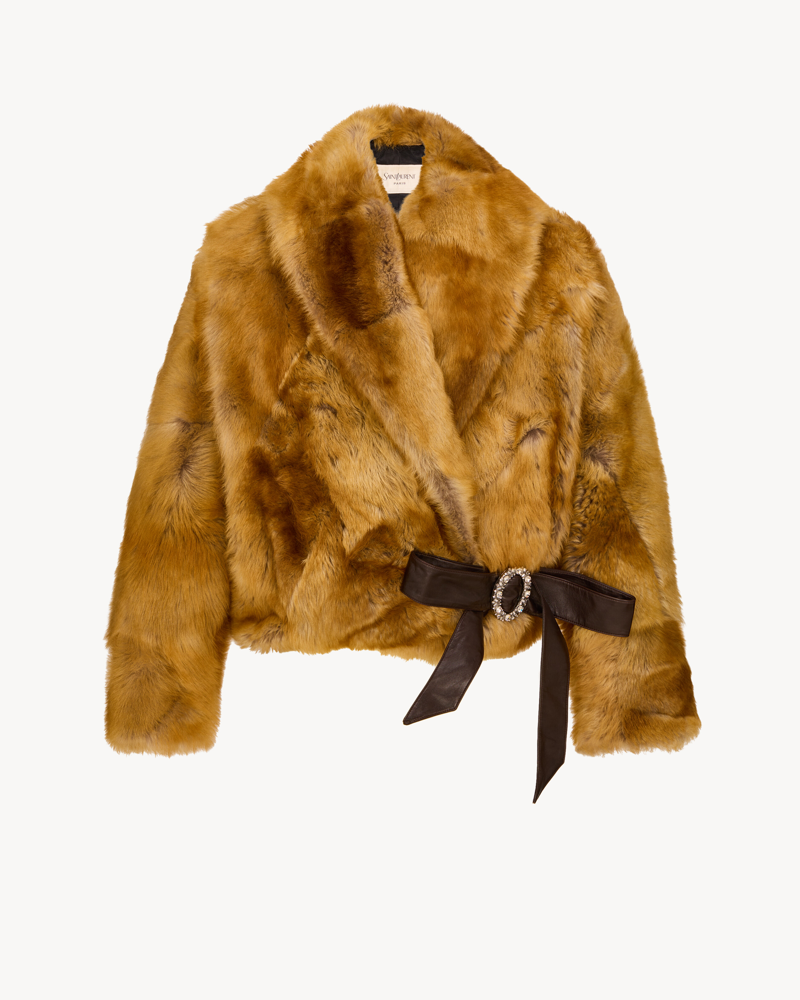shearling patchwork short coat
