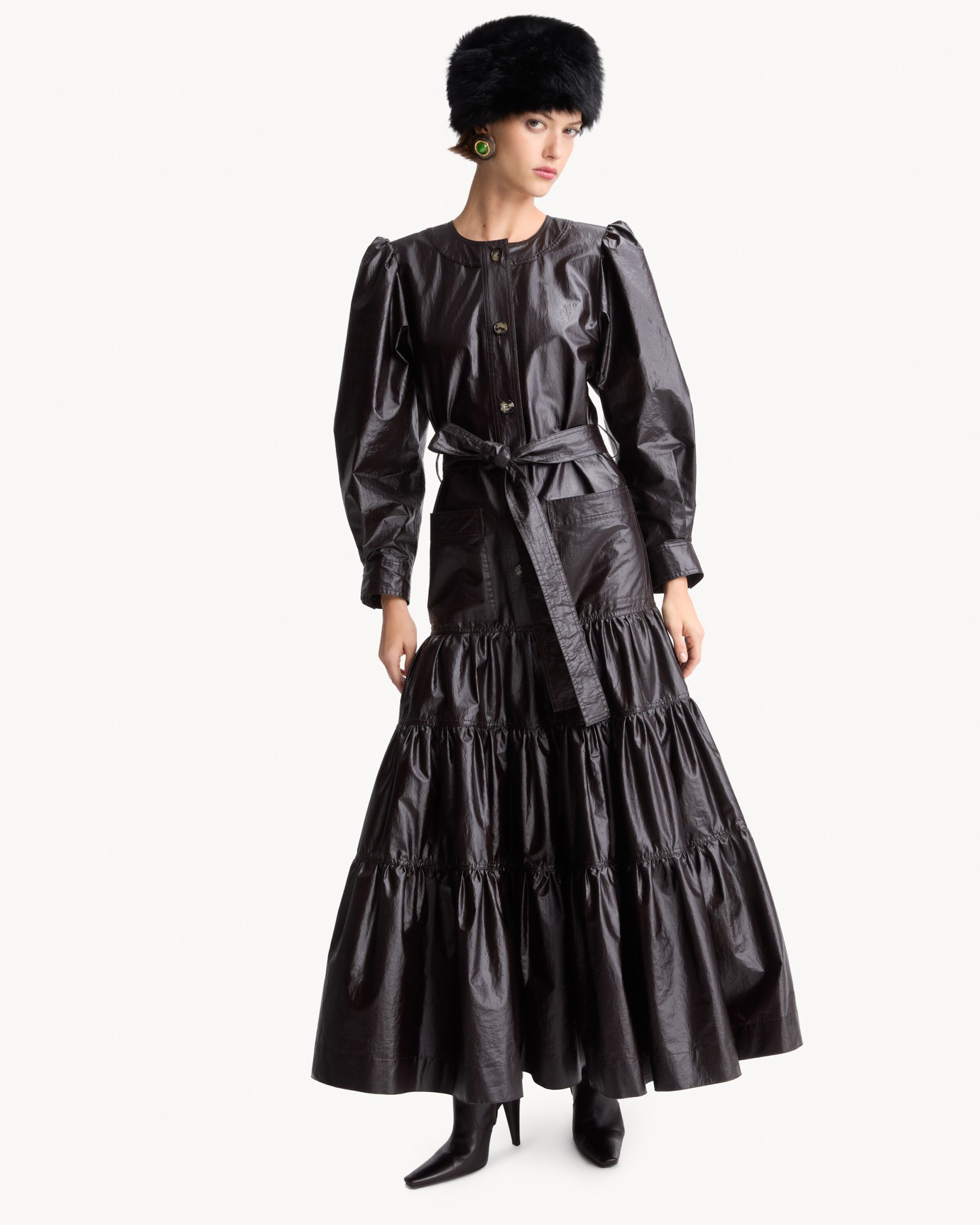 saharienne prairie dress in coated cotton