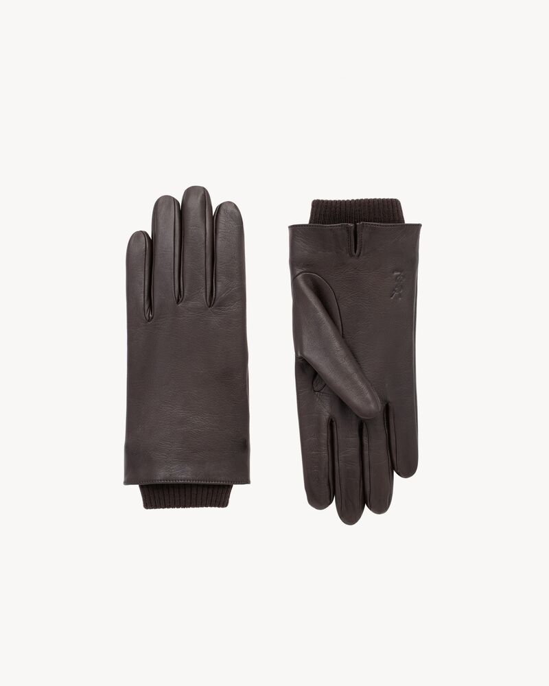 CASSANDRE CUFFED GLOVES IN LEATHER AND WOOL