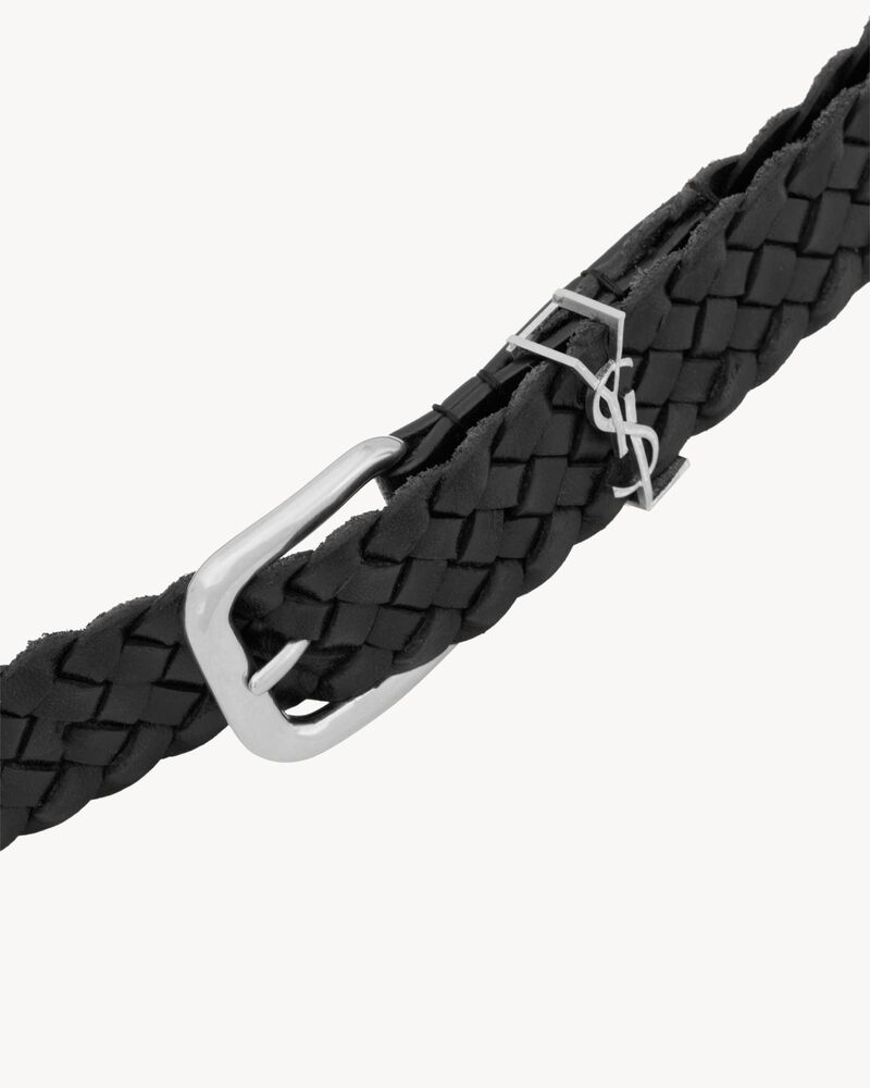 CASSANDRE rectangular buckle belt in woven leather