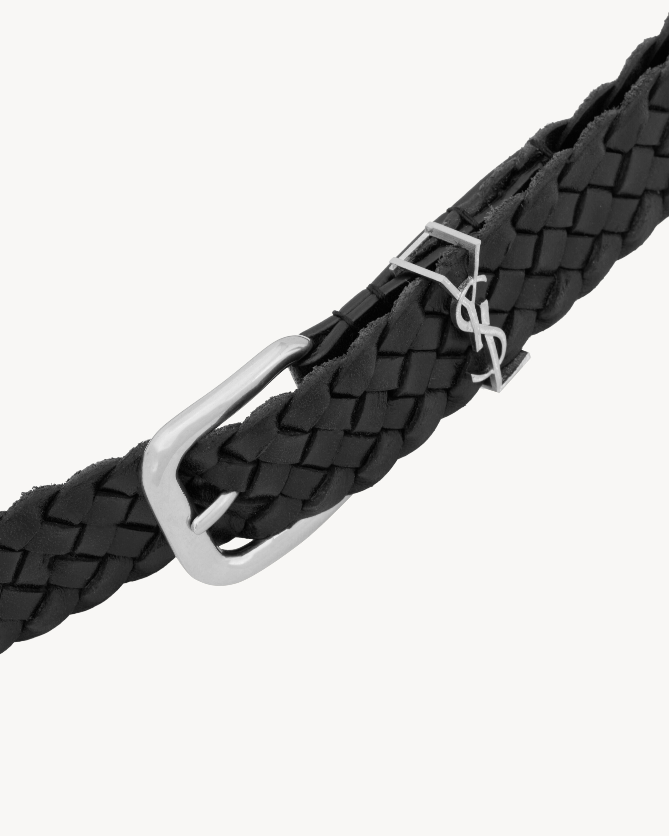 CASSANDRE rectangular buckle belt in woven leather