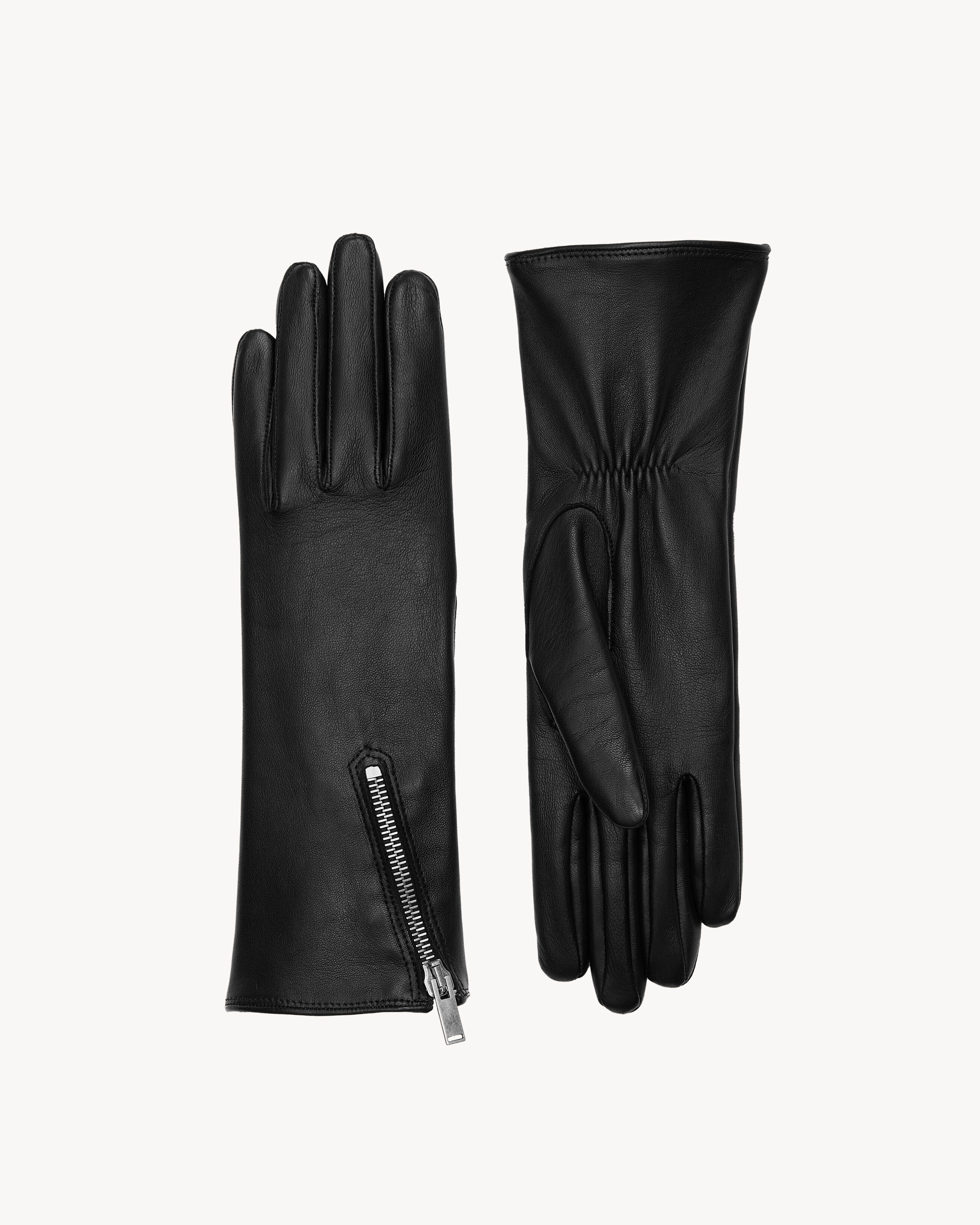 zip gloves in lambskin