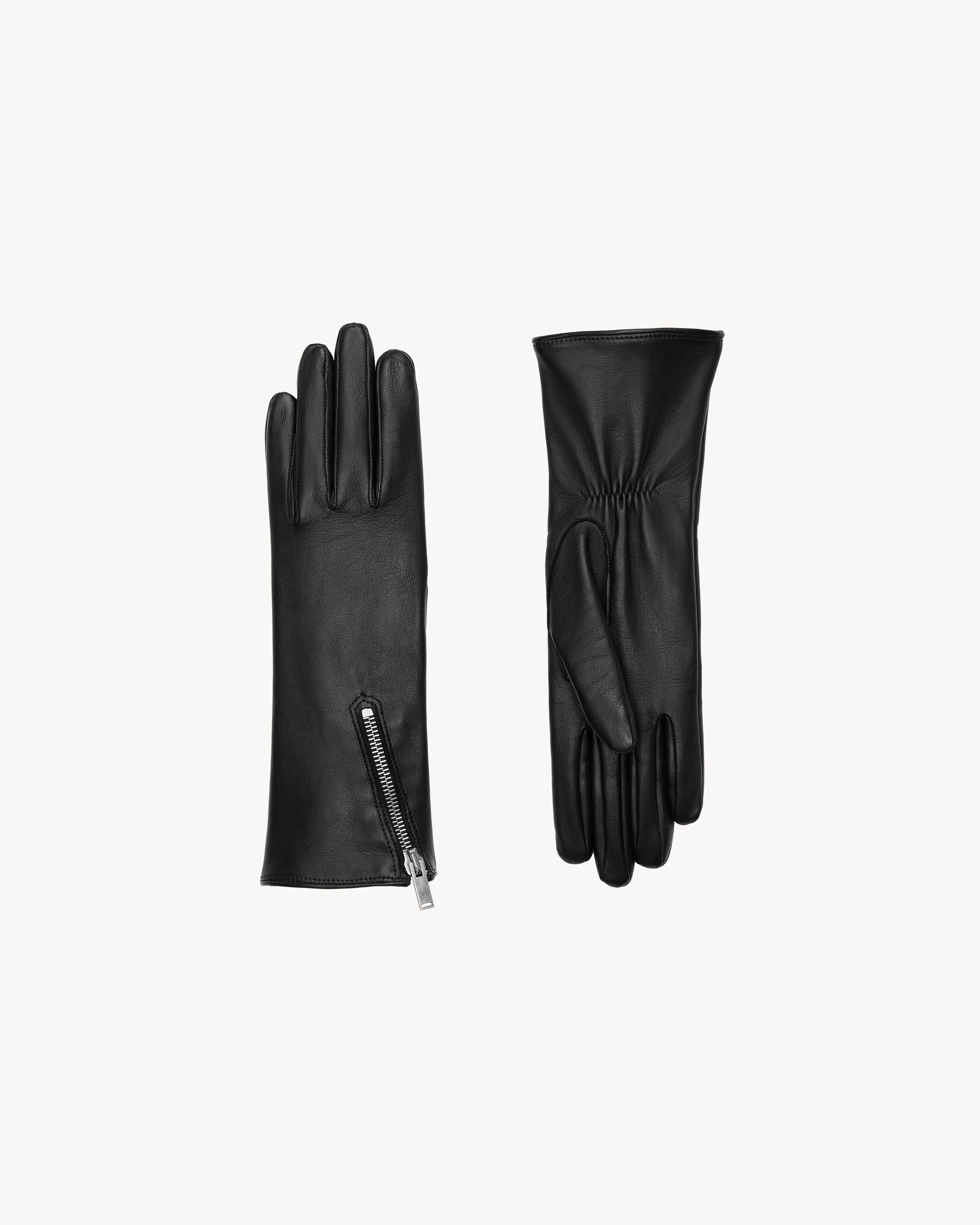 zip gloves in lambskin