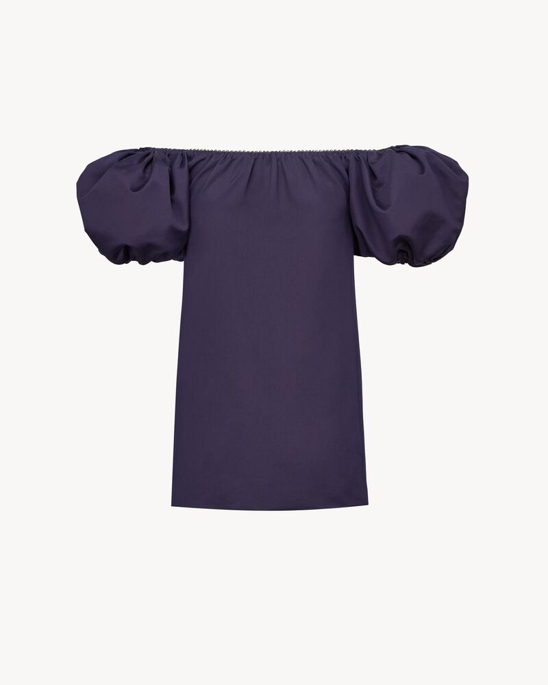 Minikleid aus Baumwollsatin mit Puffärmeln