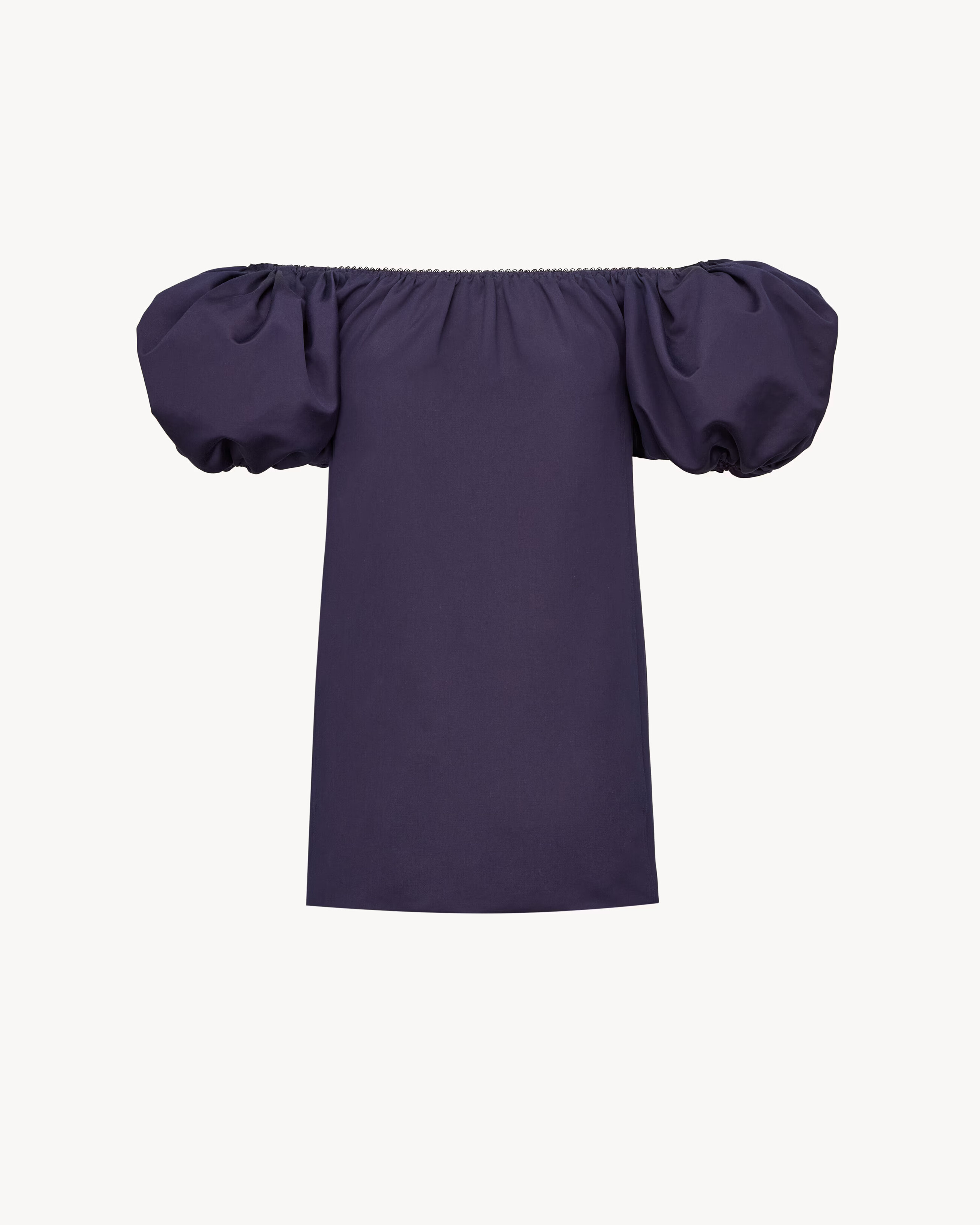 Minivestido de manga abullonada de satén de algodón
