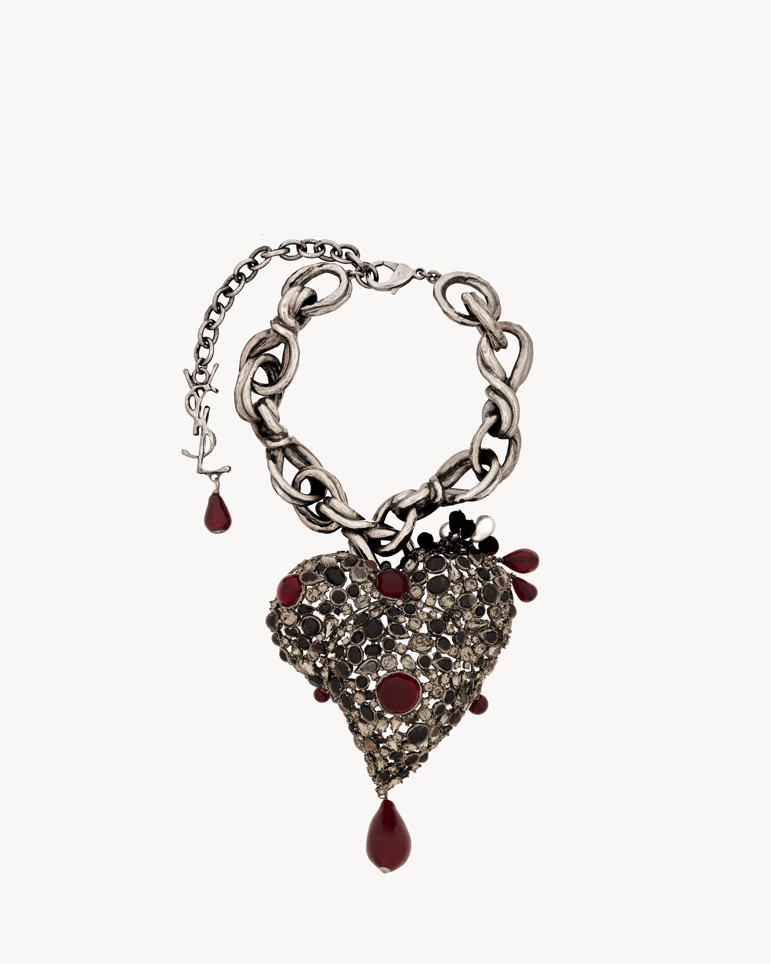 crystal heart necklace in resin and metal