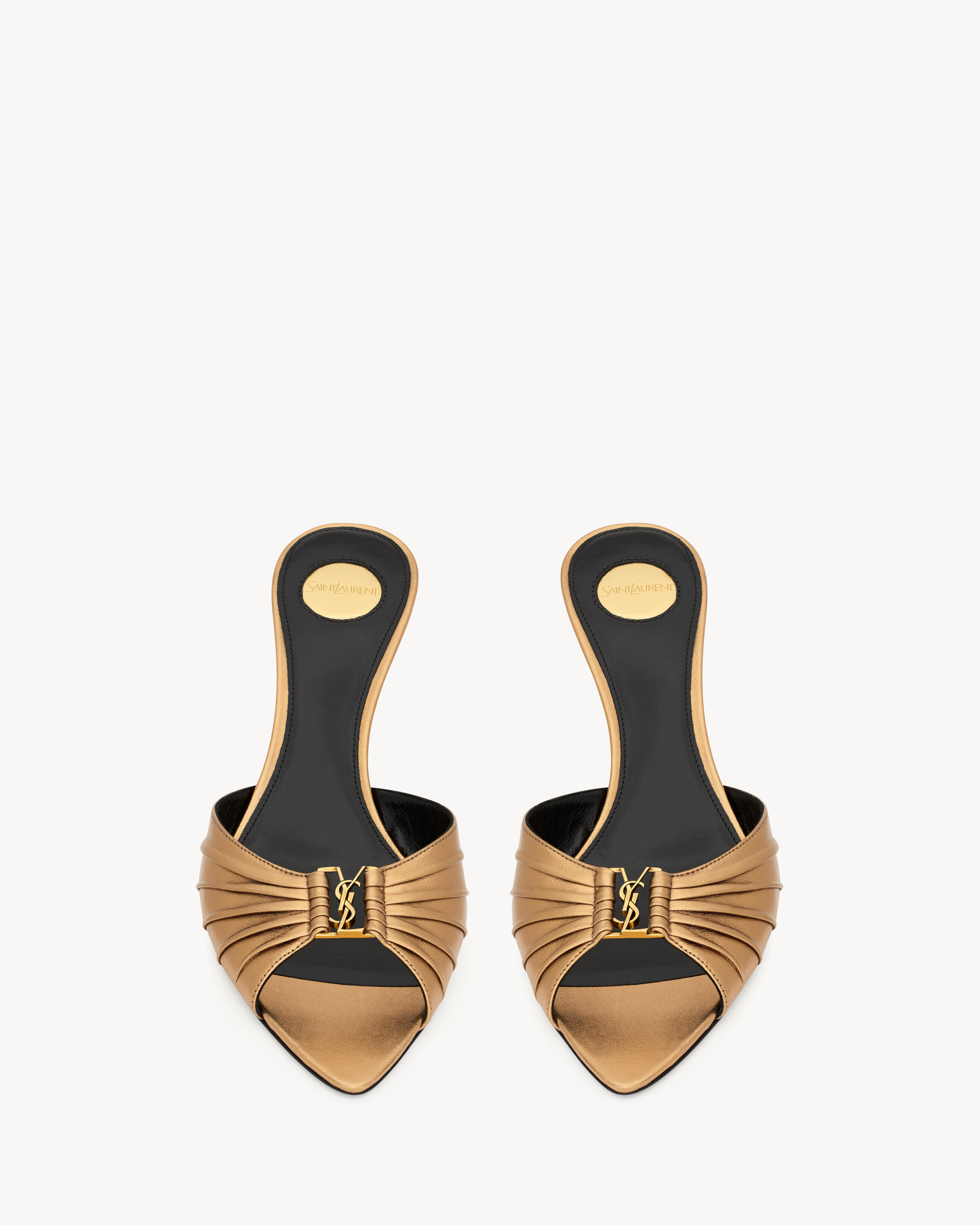 BABYLONE mules in metallic leather