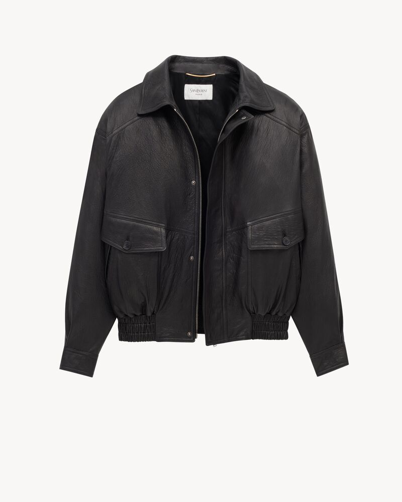 bomber jacket in bubbled lambskin