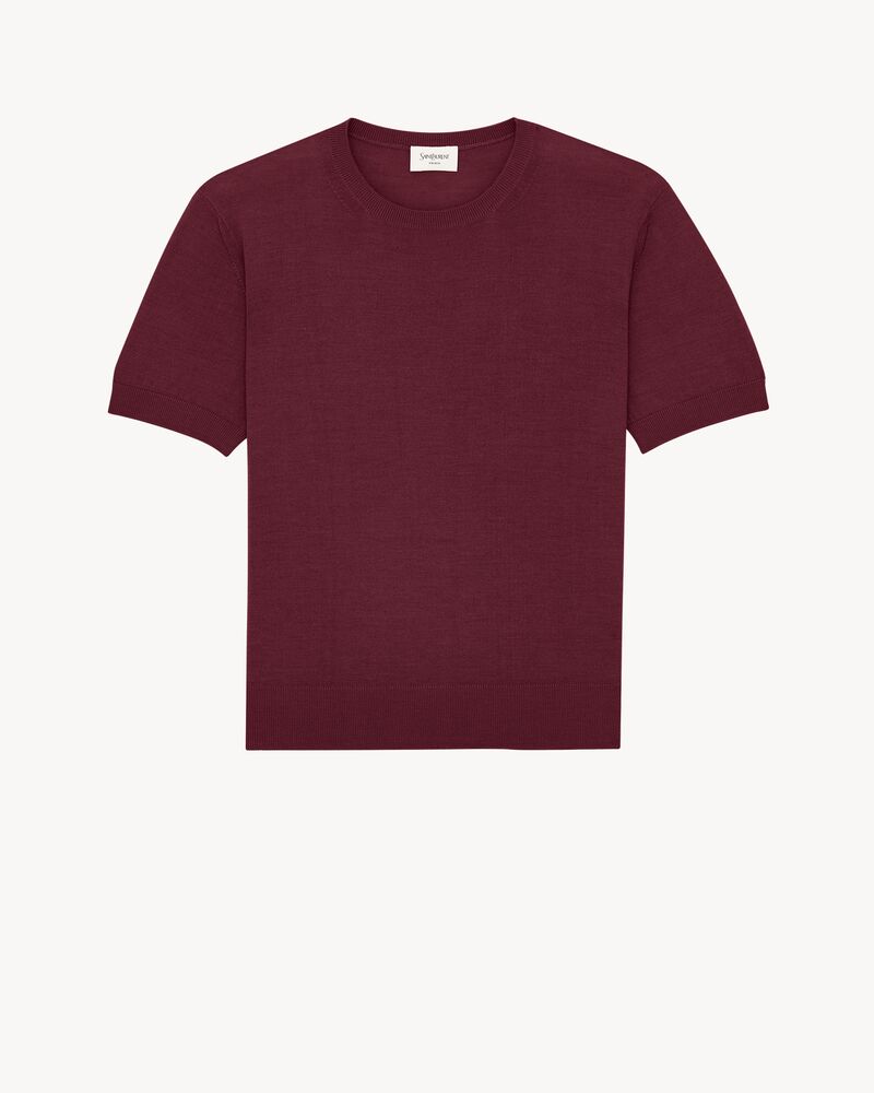 crewneck T-shirt in cashmere, wool, and silk