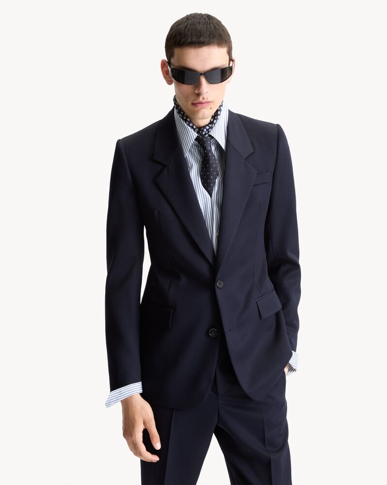 single-breasted jacket in wool gabardine