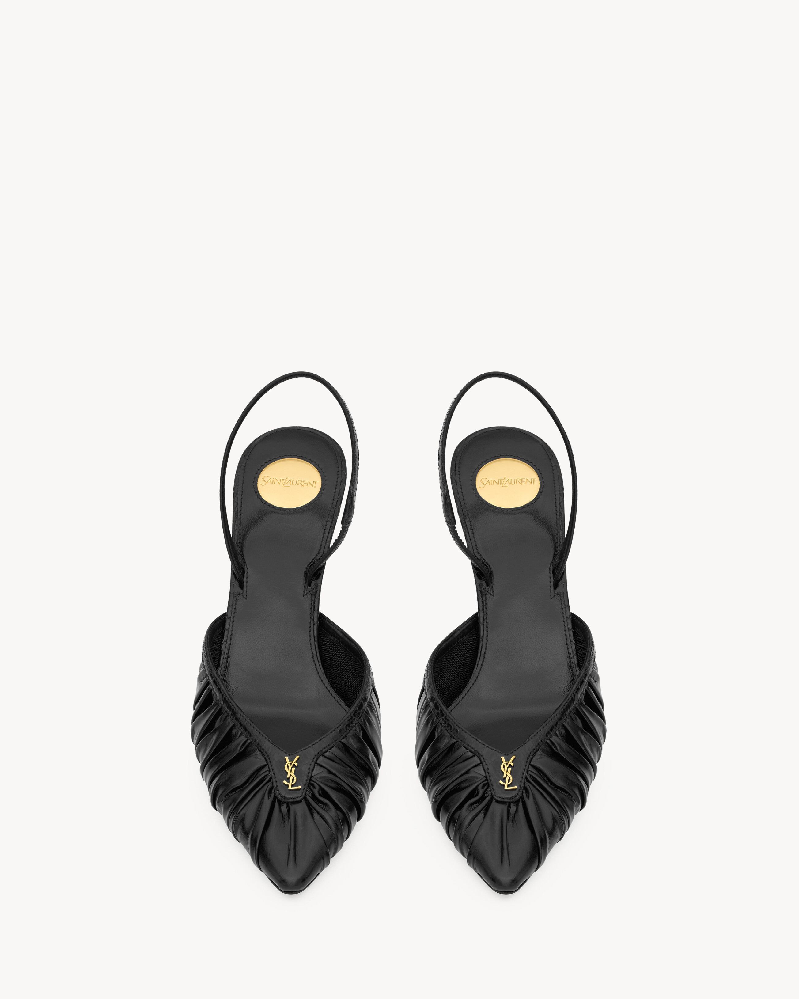 FOLIE slingback pumps in smooth leather and faux-python