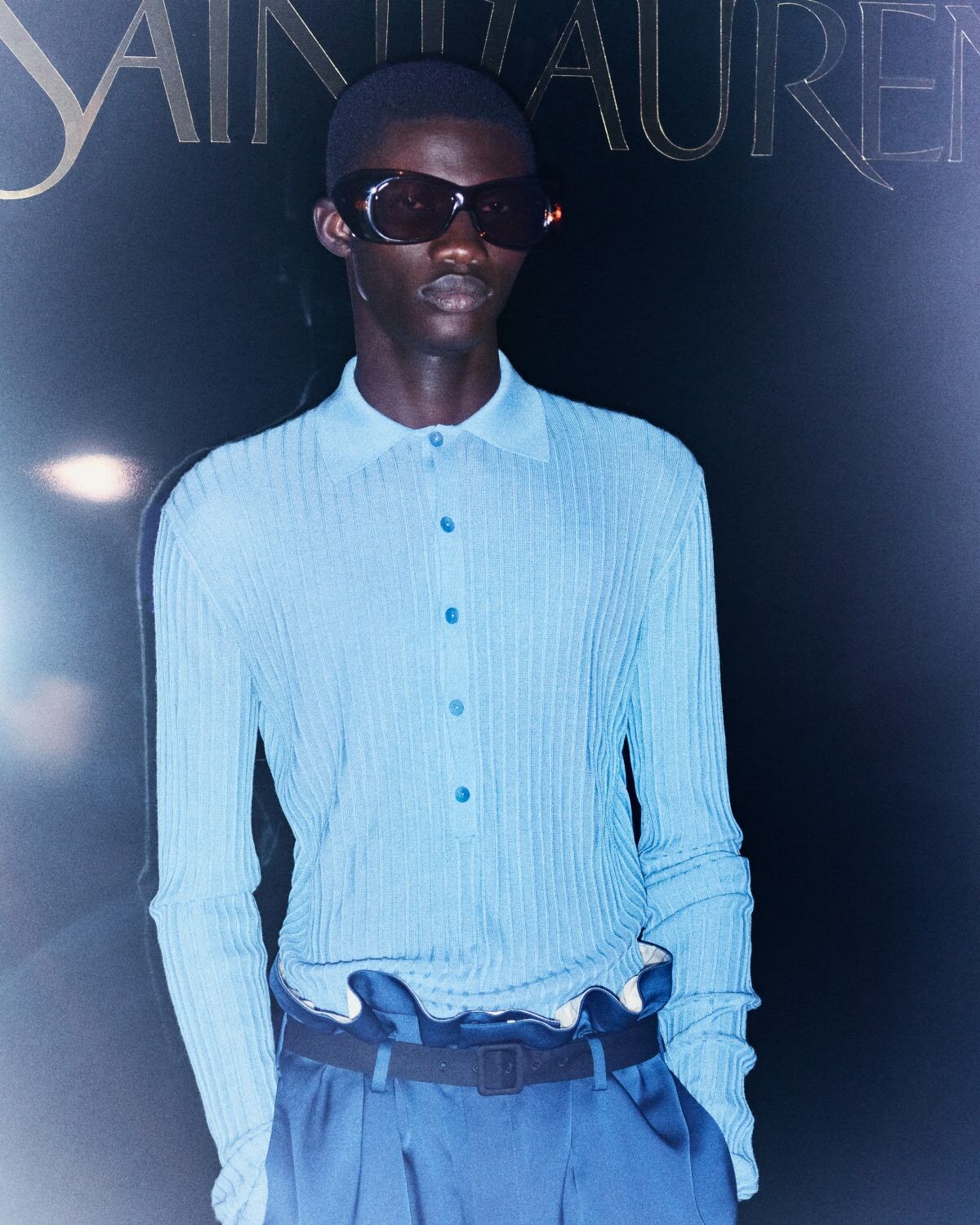 polo in flat-rib cashmere, wool, and silk