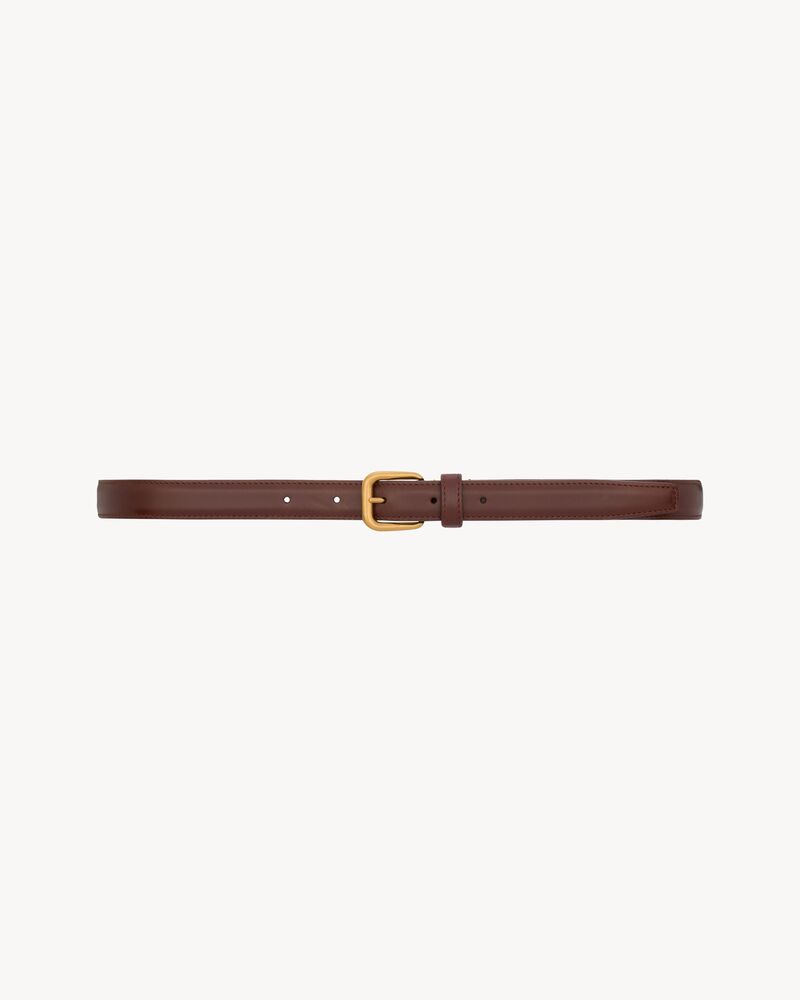 rectangular buckle thin belt in aged leather