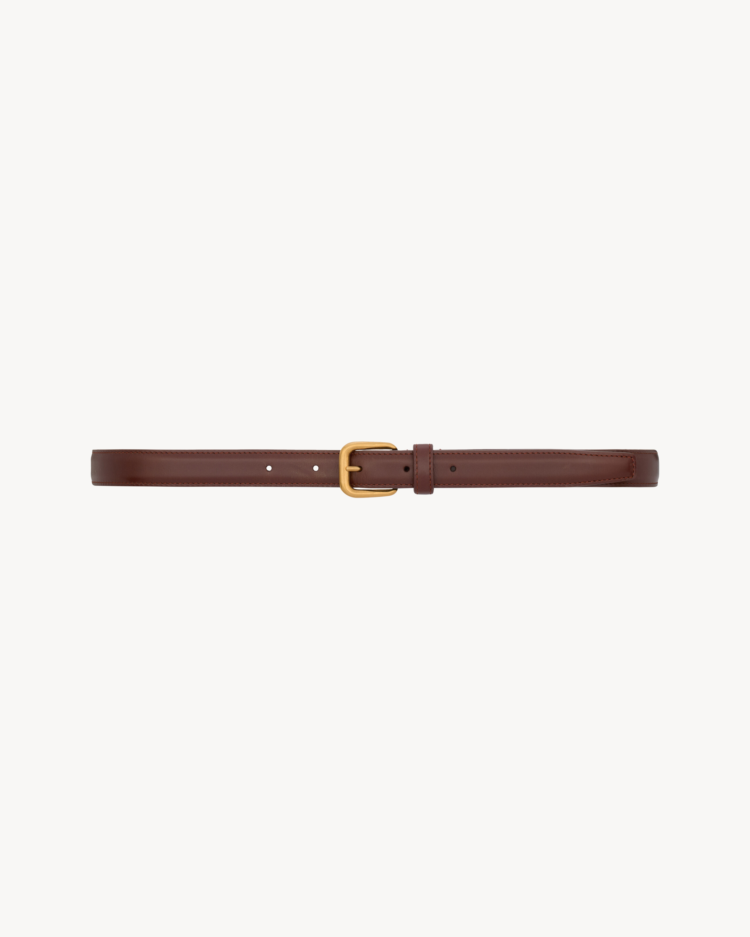 rectangular buckle thin belt in aged leather