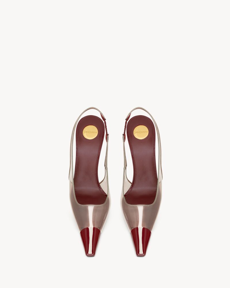 PHANTOM slingback pumps in TPU, patent leather, and taffeta