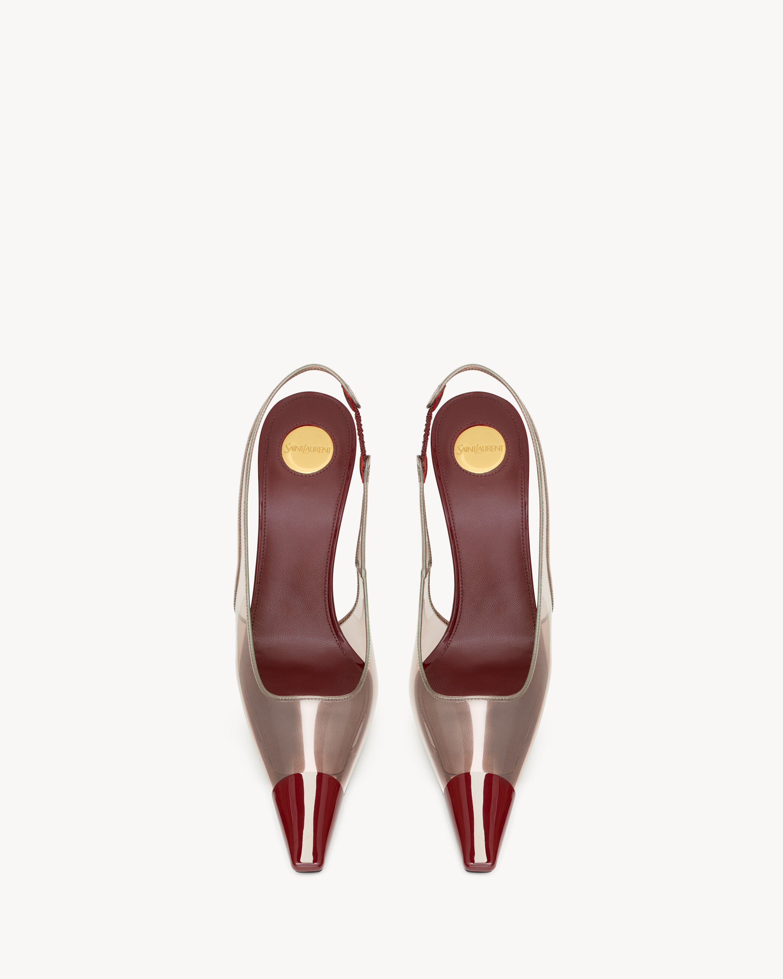 PHANTOM slingback pumps in TPU, patent leather, and taffeta