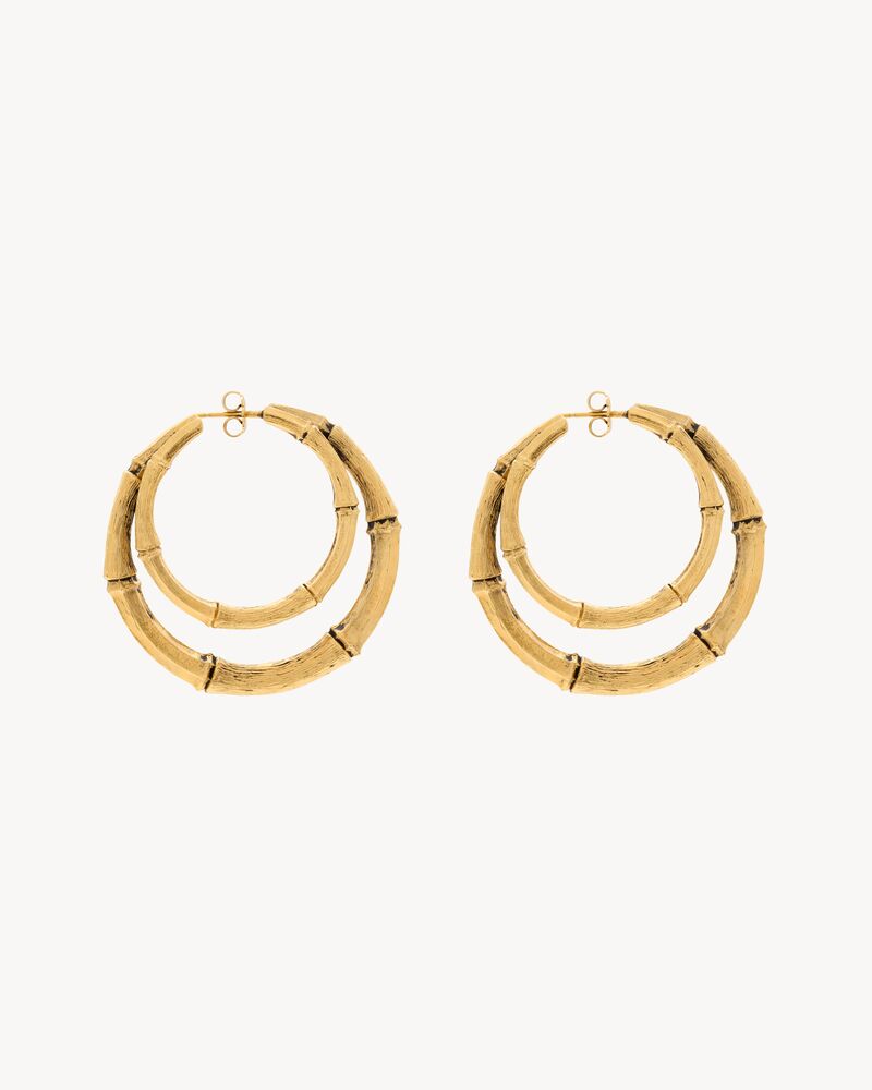 bamboo double-hoop earrings in metal