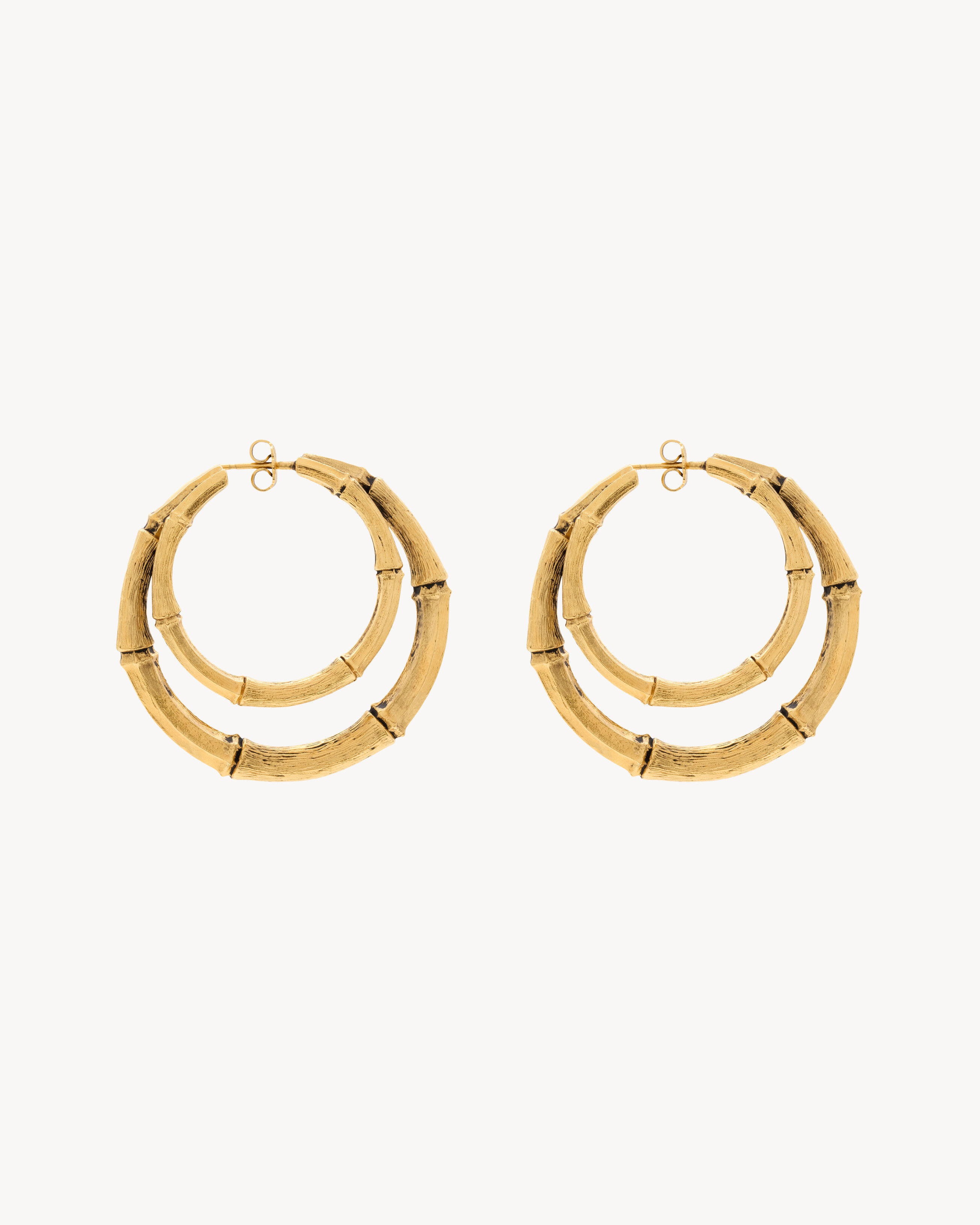 bamboo double-hoop earrings in metal