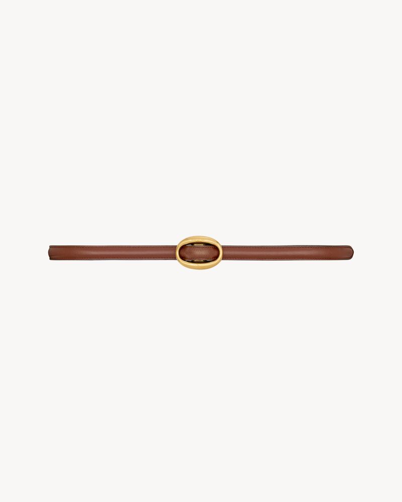 oval buckle thin reversible belt in smooth leather