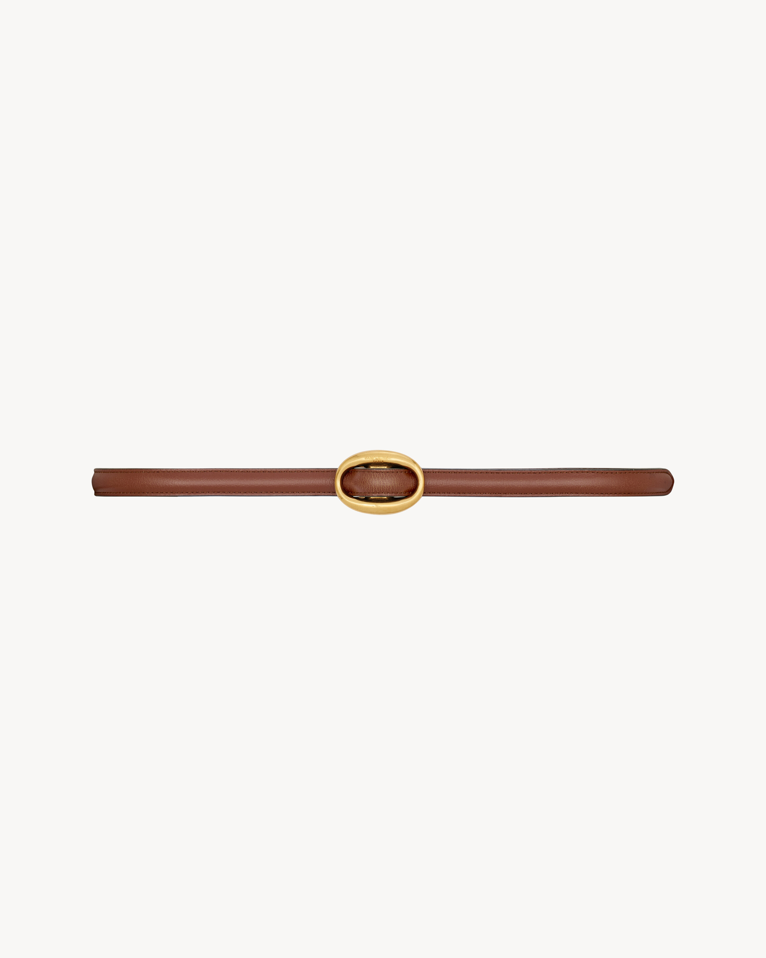 oval buckle thin reversible belt in smooth leather