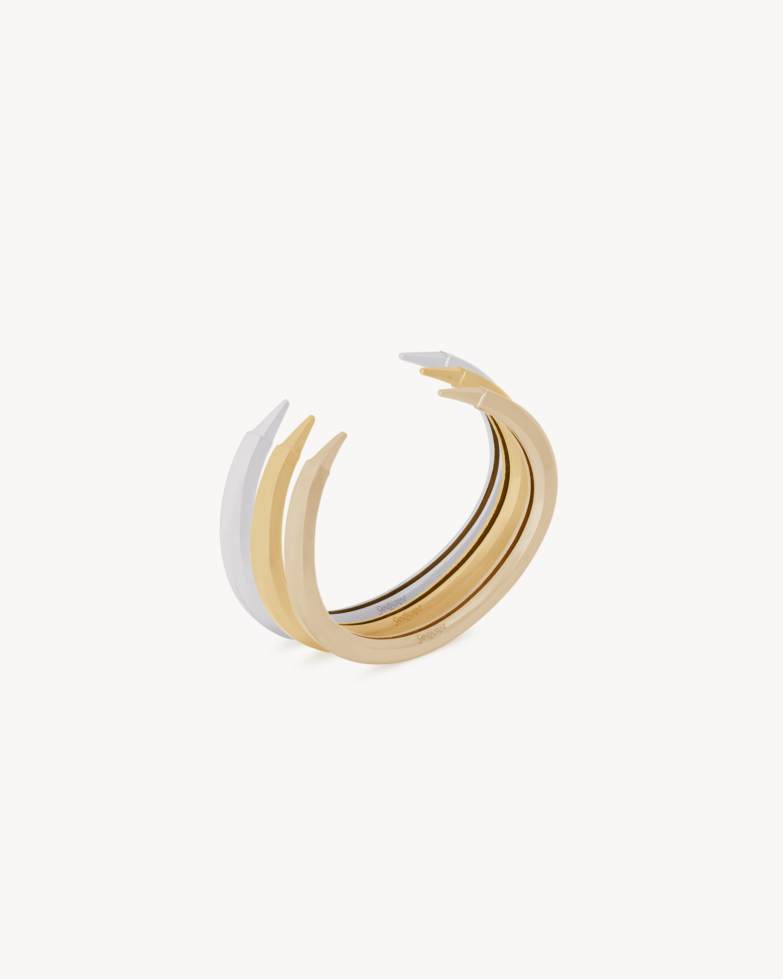 Spiky bracelets in 18K grey gold, yellow, gold and pale gold