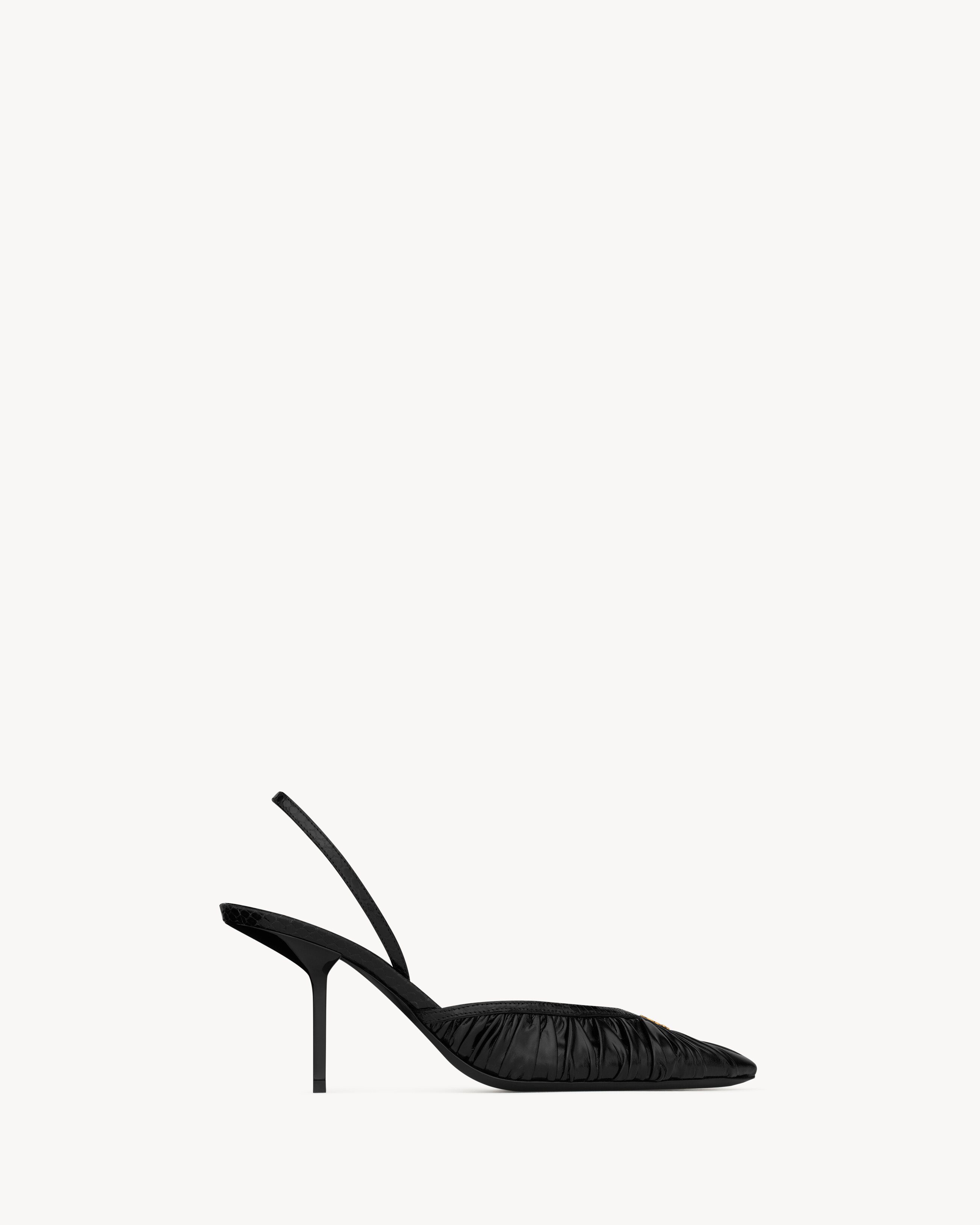 Saint Laurent FOLIE slingback pumps in smooth leather and faux-python