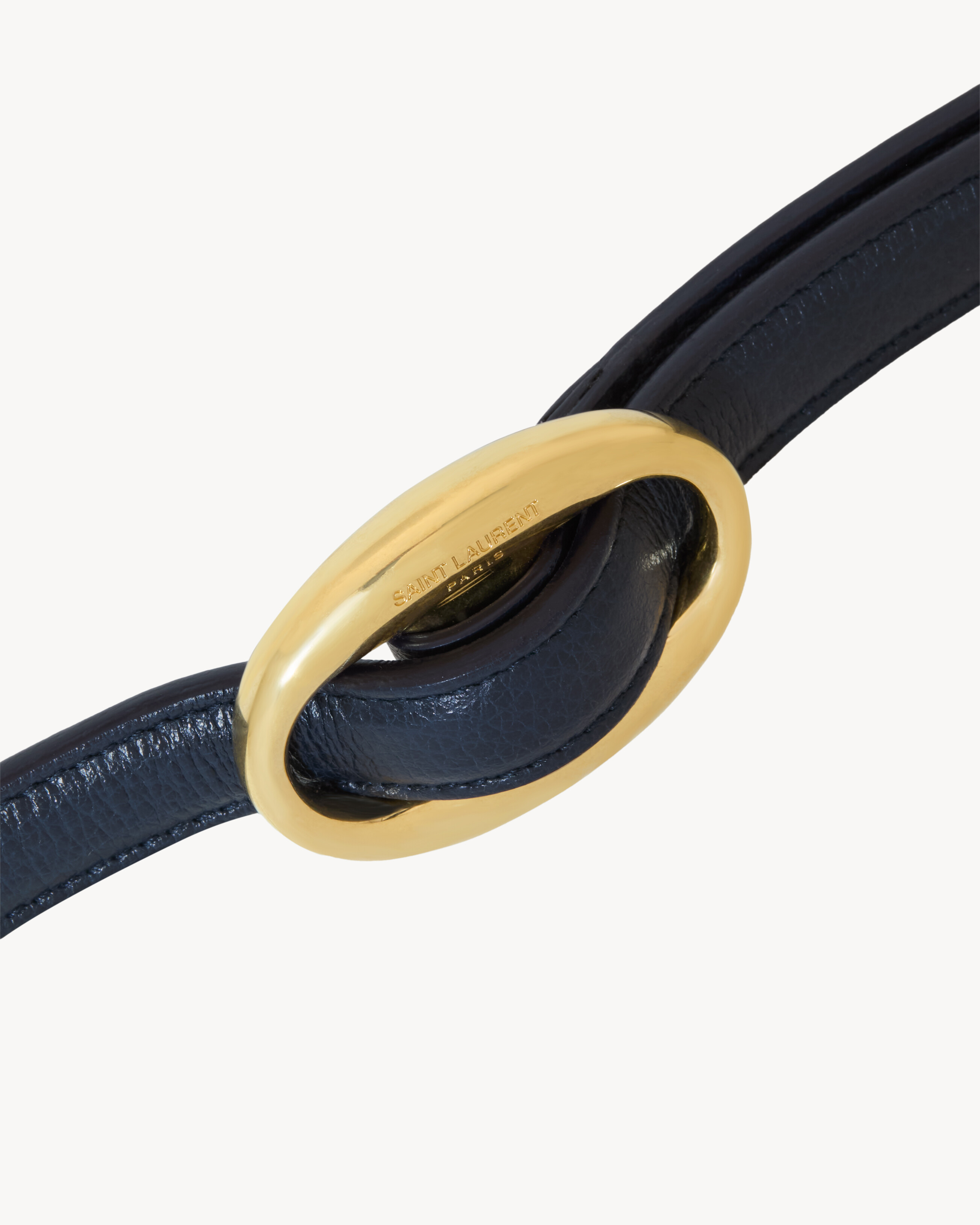 oval buckle thin reversible belt in smooth leather
