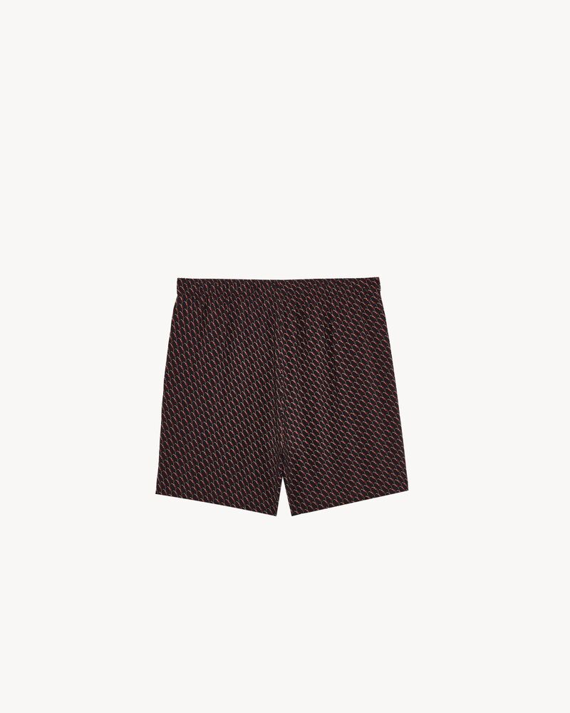 shorts in silk with cassandre all over