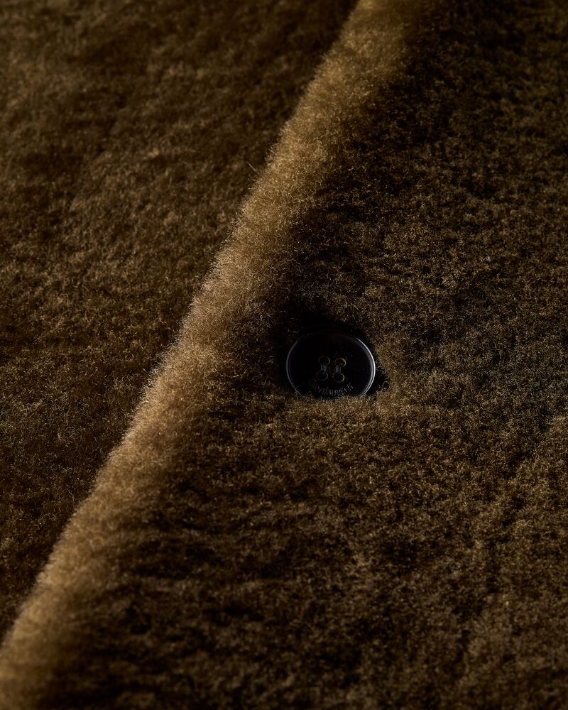 balmacaan coat in shearling