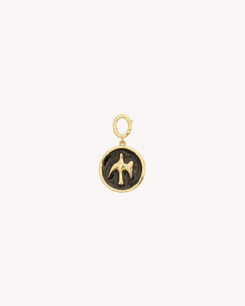 dove charm in enamel and brass